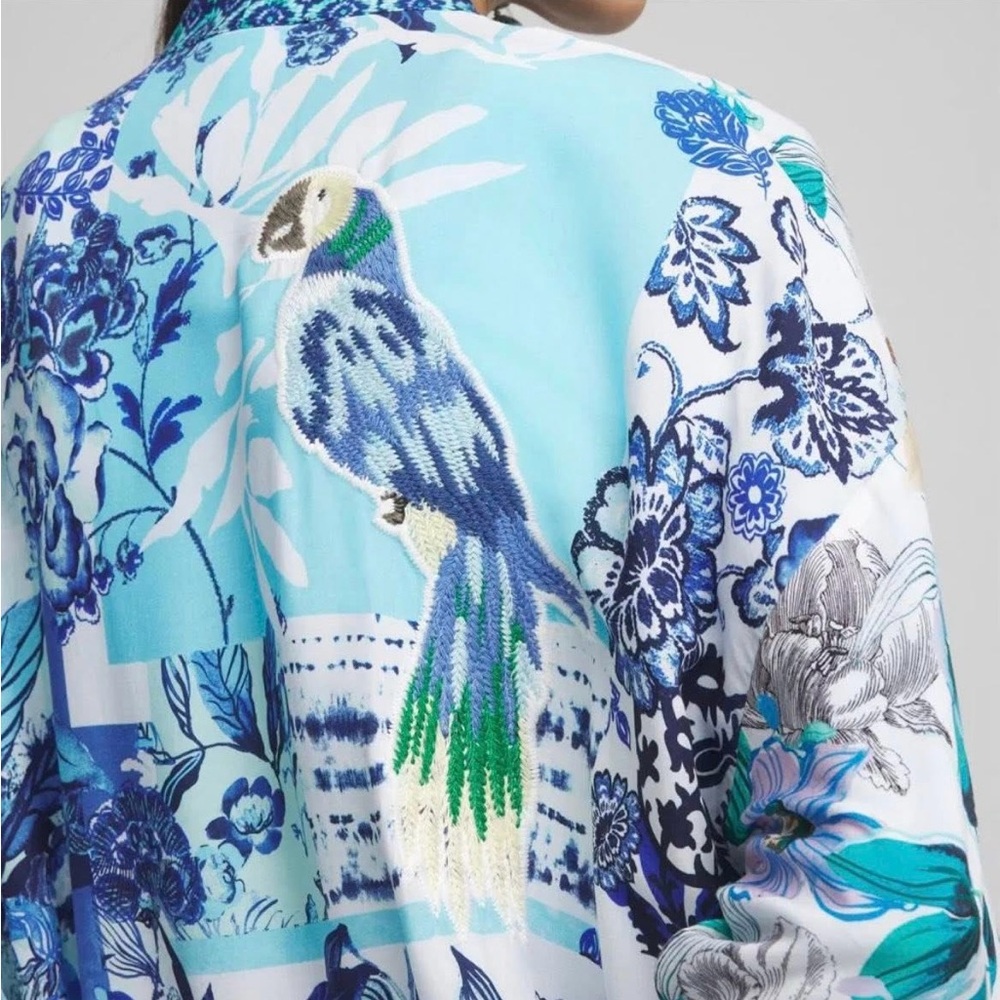 CHICOS ISLAND MOTIF LONG KIMONO SIZE SMALL/MEDIUM NWT! - Picture 6 of 6